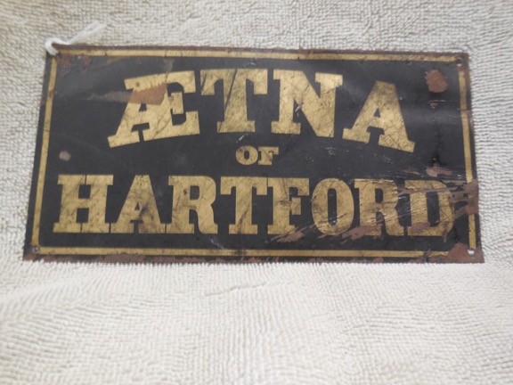 Aetna fire mark - BU#103 - tin,  6 3/4" x31/4" - issued about 1860