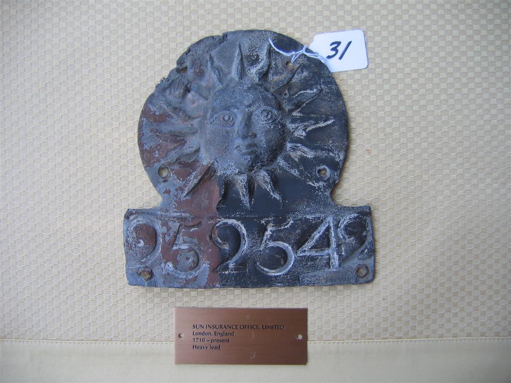 Sun Insurance Office, London. Heavy Lead. 7 1/8x
