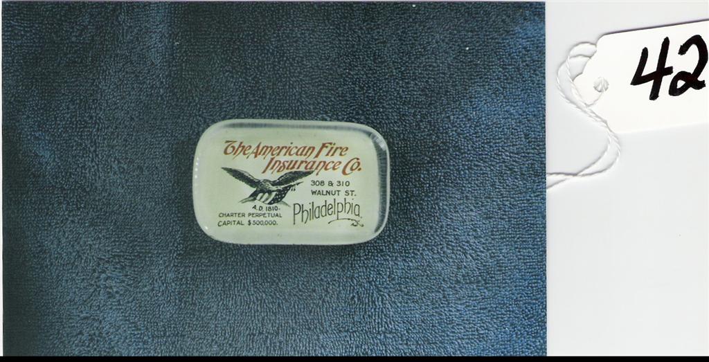 Glass Paperweight. 4"x2 1/2" Rectangular. Red an