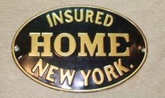 Home Insurance Co., New York. Tin. Oval. 5 1/4"