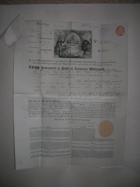 Royal Exchange Assurance Co., London. Policy No.