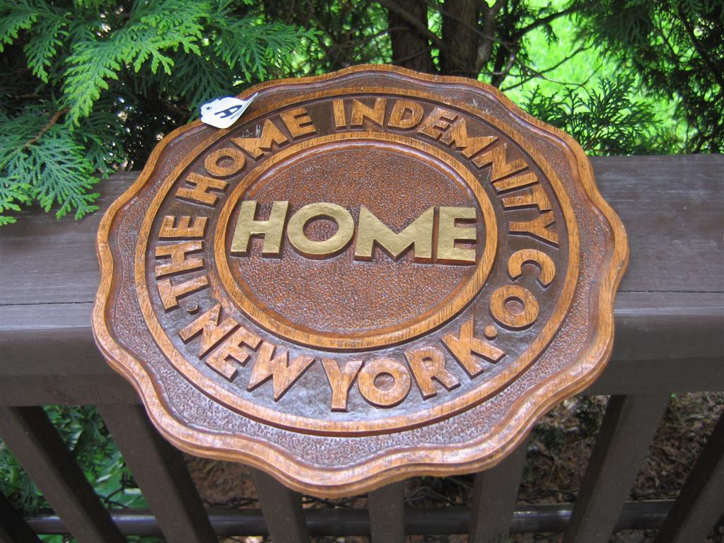 Plaque. The Home Indemnity Co. New York. 11 1/2"