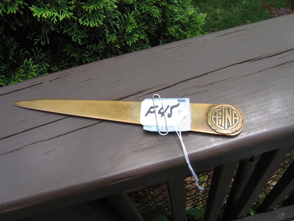 Letter Opener. Brass. AETNA