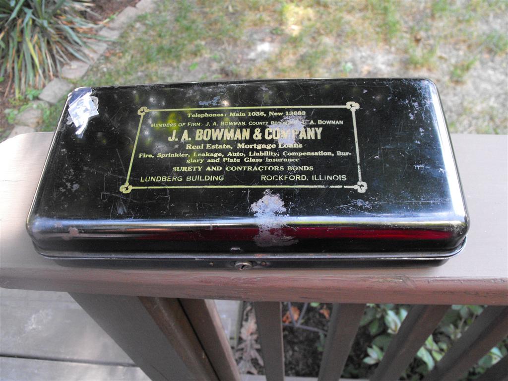 Black Metal Security Box. J. A. Bowman & Company.