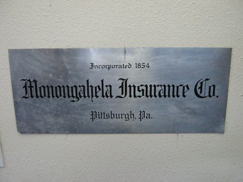 Monongahela Ins. Co. Pittsburg, PA; Aluminum Sign