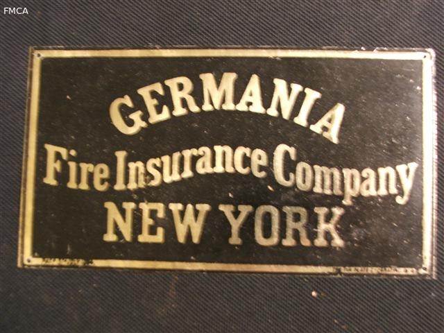 3.75" x 6.75" painted tin mark for the Germania Fi