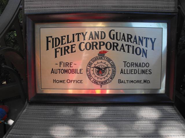Fidelity and Guaranty Fire Corporation. Metal Sig