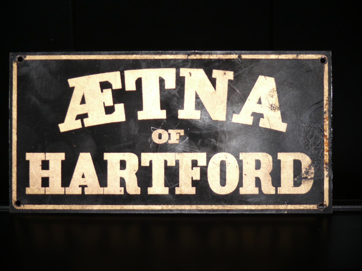 Aetna Of Hartford - Tin Fire Mark - Never Issued -
