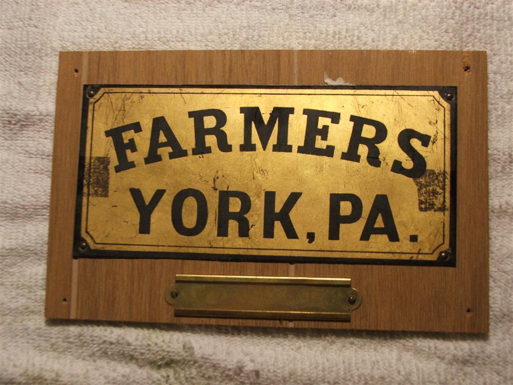 Farmers of York Pennsylvania fire mark. Painted sh