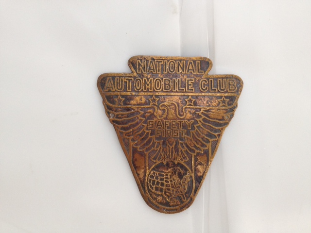 Auto Tag. National Automobile Club. Copper.
