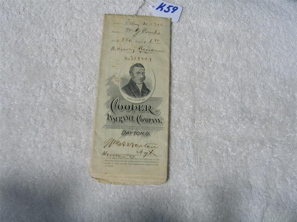 Cooper Insurance Company. Dayton, O. Insurance p