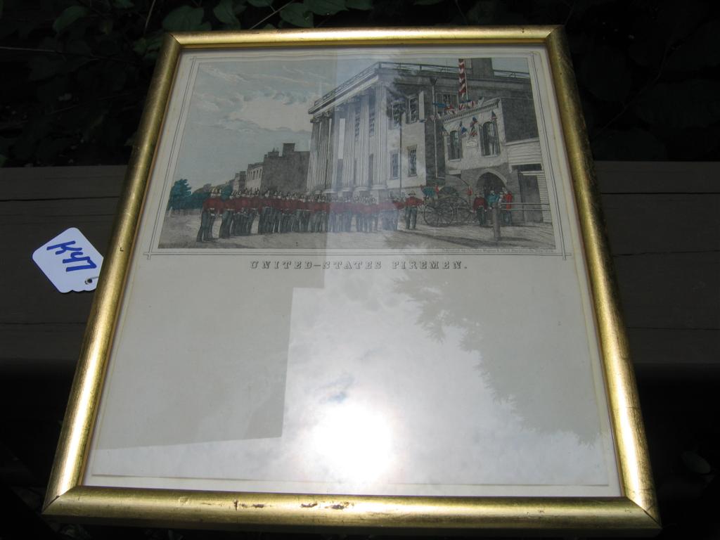 United States Firemen Photo - in a gold frame.