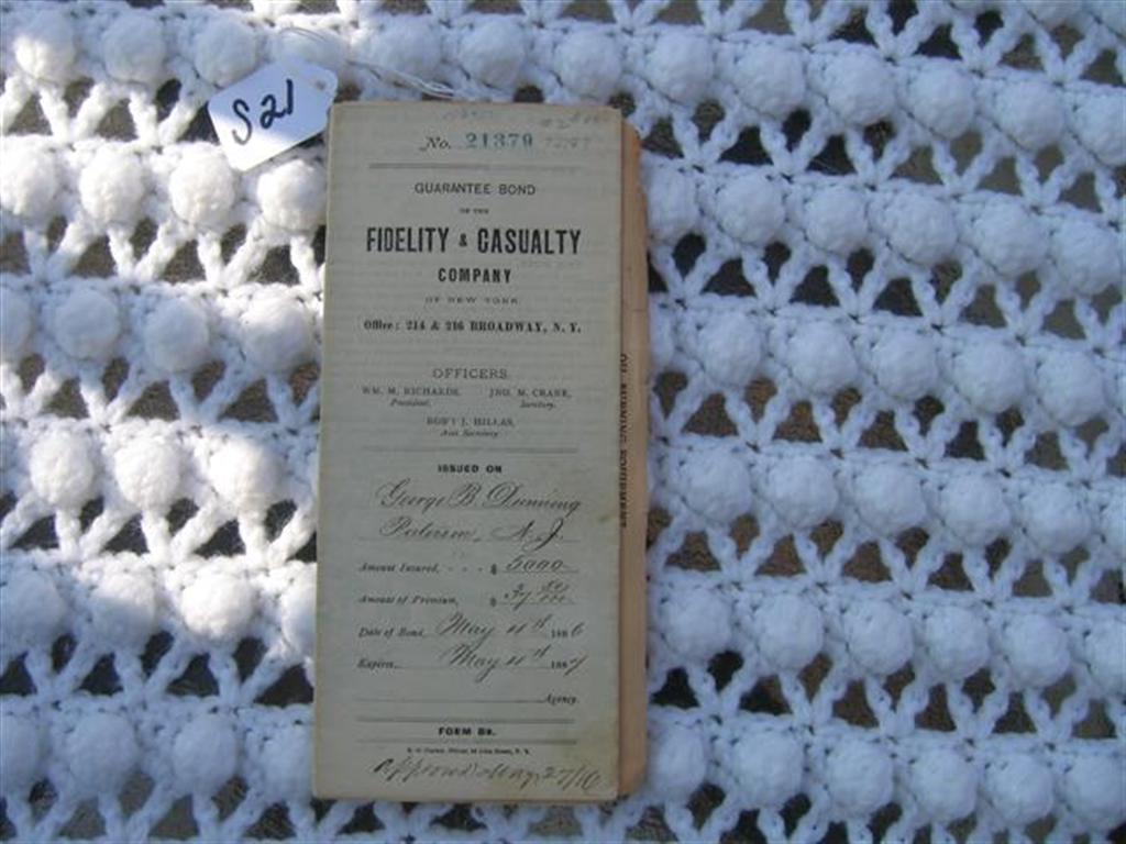 Fidelity & Casualty Company. Guarantee Bond. Cov