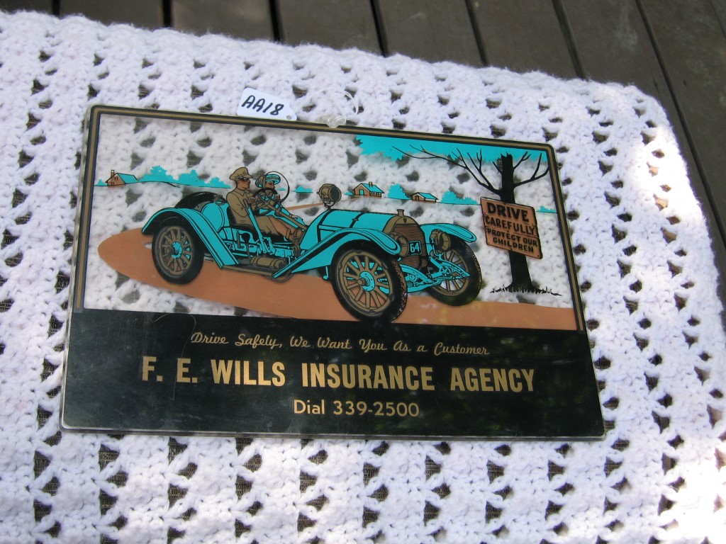 Sign. Made from Lucite? F.E. Wills Insurance Age