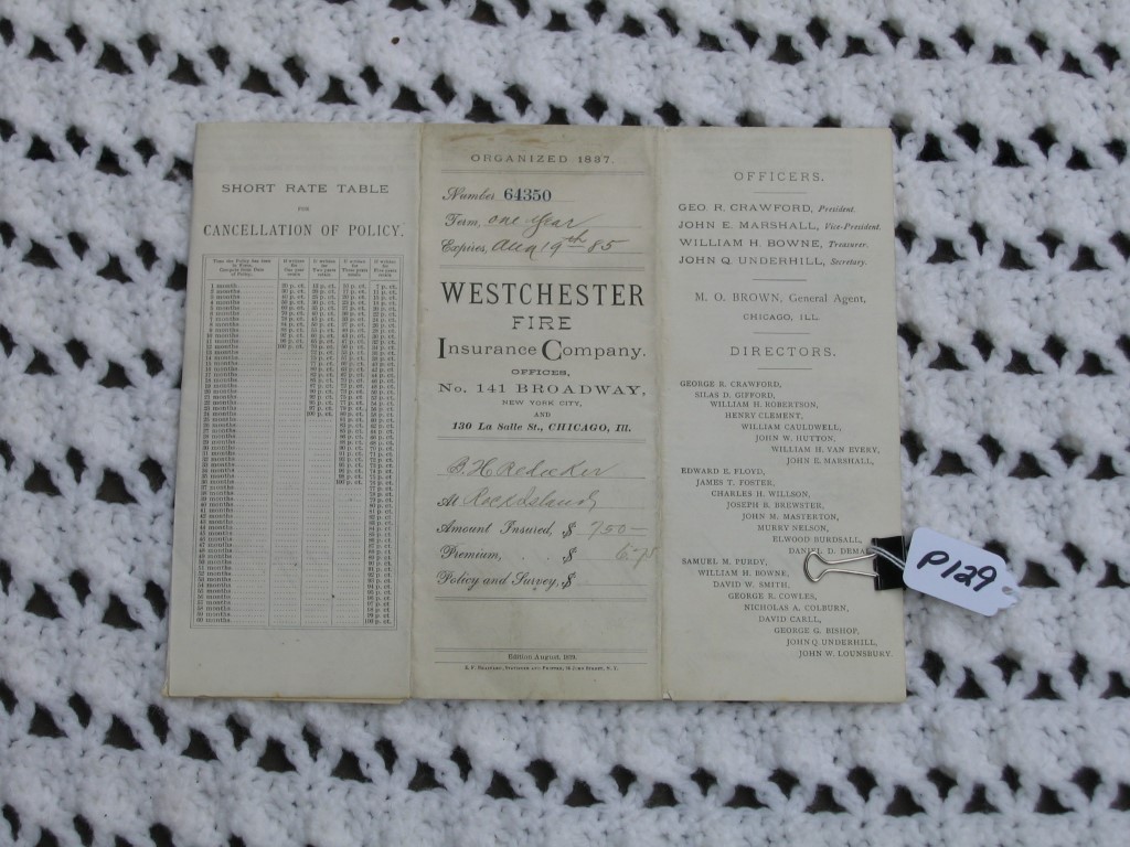 Westchester Fire Insurance Company Policy. Covers