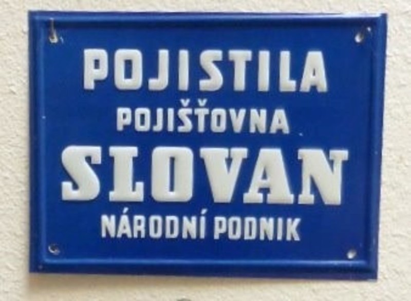 Pojistila Slovan. Czechoslovakia. Tin. White on