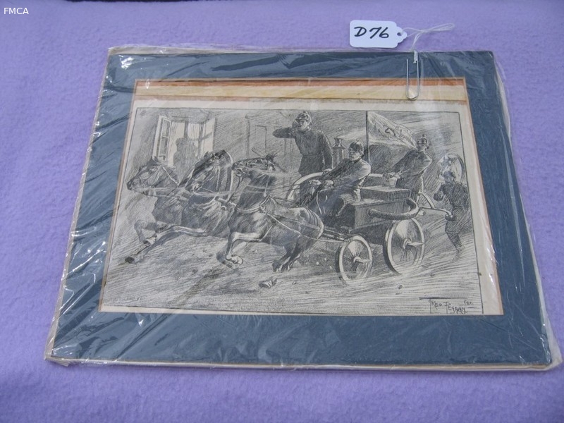 Picture of Horses and Fire Engine. Taken from old