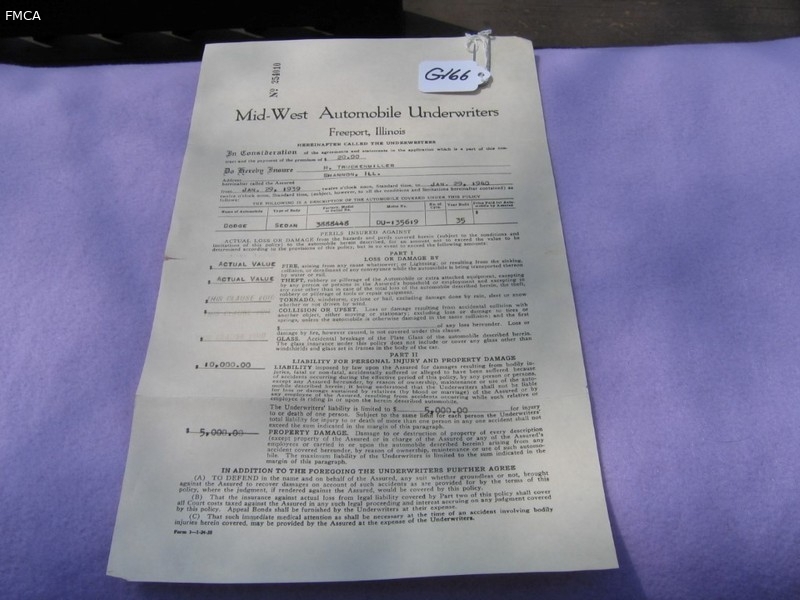 Auto Insurance Policy. Mid-West Automobile Underw