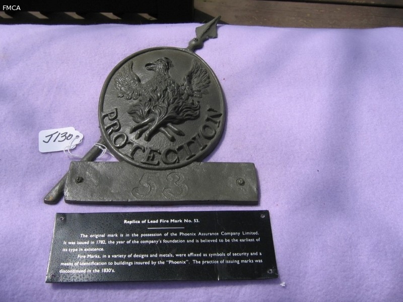 Reproduction of Lead Fire Mark for Phoenix Assuran