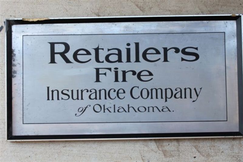 Retailers Fire Insurance of Oklahoma. Tin Sign.