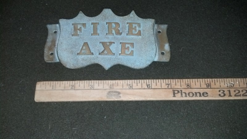 Fire Axe Holder- 7ΓÇ¥ x 3.5ΓÇ¥ cast brass Fire Axe