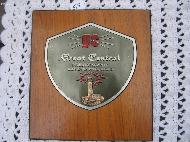 Great Central Insurance Company Agency Plaque. Wo