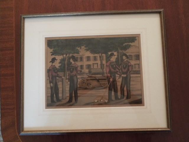 Protector Fire Company Hand Colored Paper Lithogra