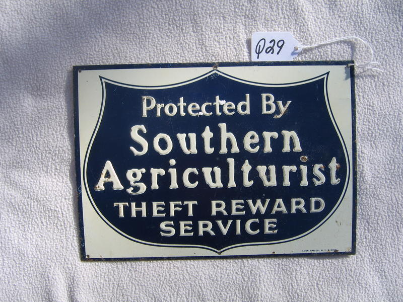 Southern Agriculturist Sign. Metal Small. 9 3/4x
