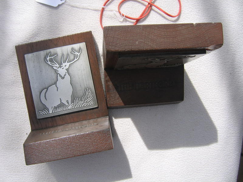 The Hartford Book Ends. Wood-like Material. 6 3/