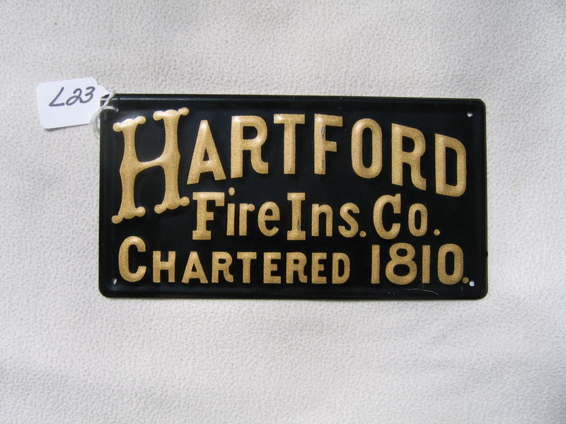 Hartford Fire Ins. Co. Chartered 1810. Heavy Tin