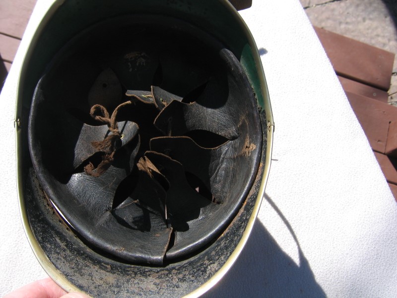 German Fire Brigade Helmet. Picture of inside 9 1