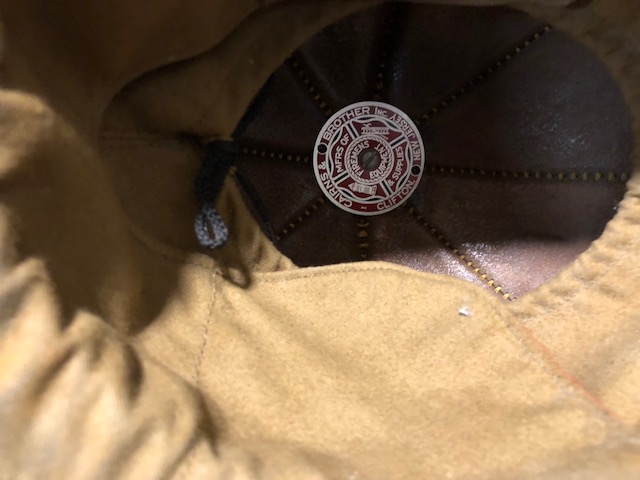 Cairns Red Fire Helmet. Inside Picture showing cl