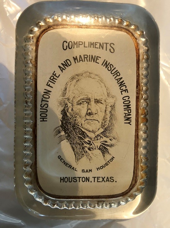 Glass Paperweight. Compliments of Houston Fire an
