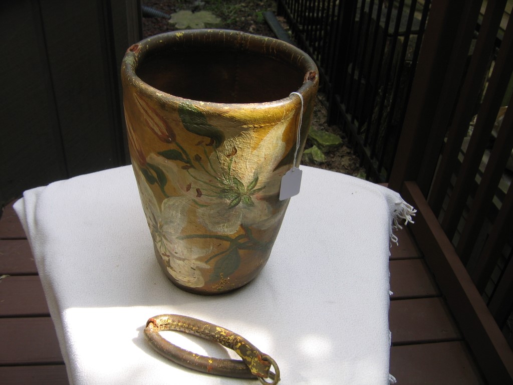 Fire Bucket that needs TLC. Someone decoupaged it