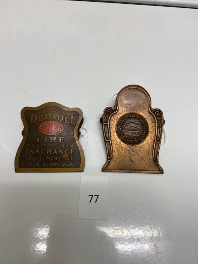 2 Paper clips - Depaoli Fire Insurance & Green Mountain Mutual Fire Ins.