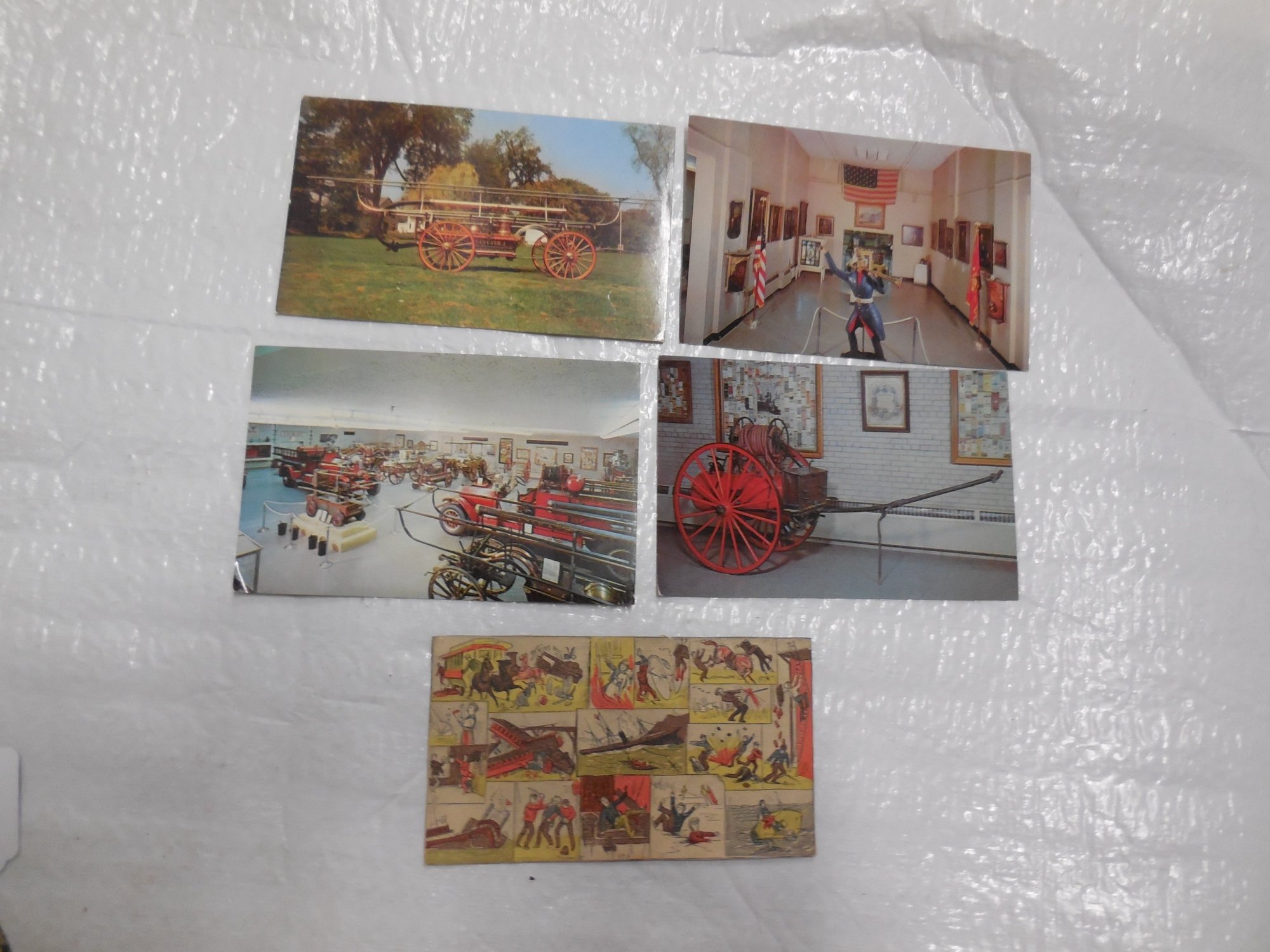 5 fire related post cards