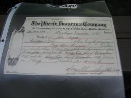 Paper Receipt. The Phenix Insurance Company. Dat
