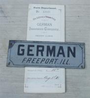 Tin, German Insurance Co., Freeport IL, including