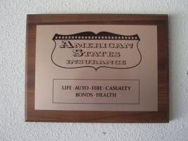 American States Insurance Company Plaque. Wood wi