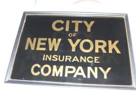 Reverse Glass sign for the City Insurance Company