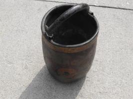 Leather old fire bucket. Handle replaced years ag