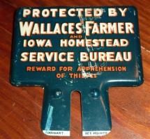 Auto Tag. Wallaces Farmer and Iowa Homestead Serv