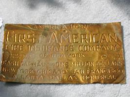 Small Sign. America Fore First American Fire Insu