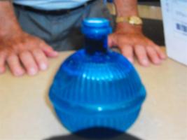 Blue Glass Cyclinder Grenade. Intact Stopper and