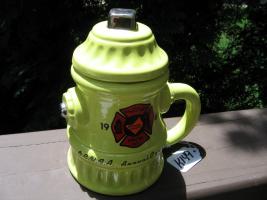 Yellow Mug Shaped as a Fire Hydrant with a Lid. O