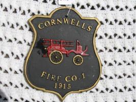 Cornwells Fire Co. 1. 1915 Plaque. Fire Engine i