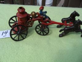 Metal Toy. Reproduction Fire Pumper with Two Hor