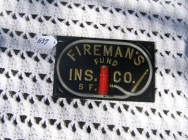 Fireman' s Fund Ins. Co. Fire Mark. Aluminum, 7 3/