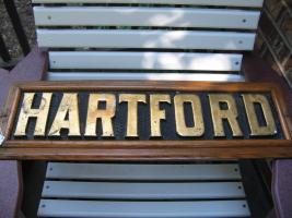 HARTFORD Sign. Original Wood Frame with Large Rai