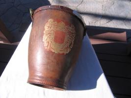 Brown Fire Bucket. Leather. Made in England is E